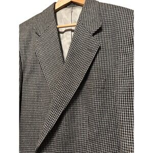 Stanley‎ Blacker Mens Black Ivory Houndstooth Blazer Sport Coat Jacket Size 40R